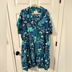 Printfresh Ocean friends Blue and Green Patterned dress - 100% cotton!